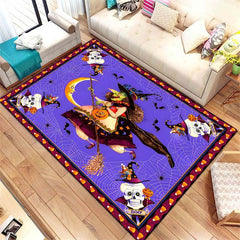 Spooky Witch Horror Print Area Rug Non Slip Halloween Decoration
