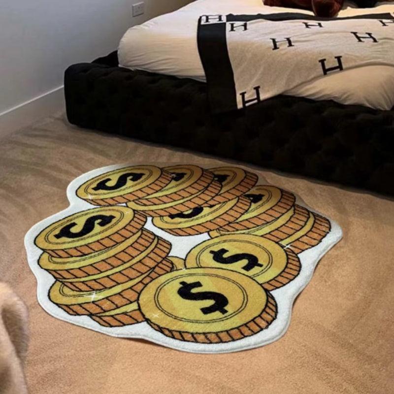 Golden Coin Plush Carpet Vintage Soft Rug