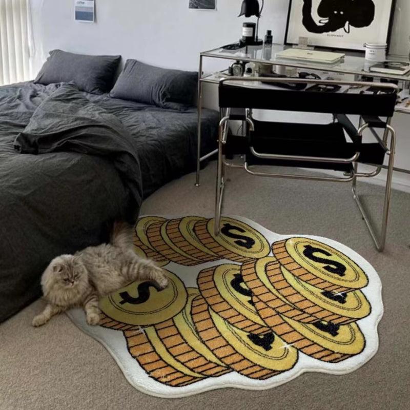 Golden Coin Plush Carpet Vintage Soft Rug