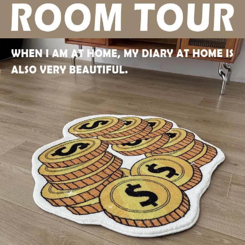 Golden Coin Plush Carpet Vintage Soft Rug