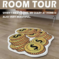 Golden Coin Plush Carpet Vintage Soft Rug