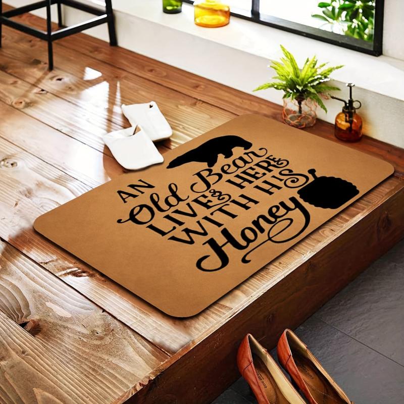 Honey Bear Indoor Floor Mat Soft Home Bathroom Gift Animal Decor