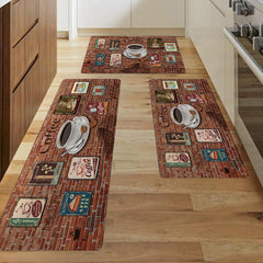 Coffee Theme Runner Rug Persian Vintage Boho Anti Slip
