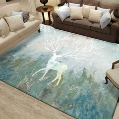 Crystal Velvet Floor Mat with Non Slip Backing Elk Pattern