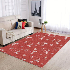 Christmas Kitchen Rug Snowflake Bear Pattern Soft Faux Sheepskin Floor Mat