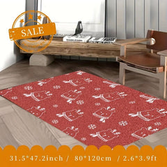 Christmas Kitchen Rug Snowflake Bear Pattern Soft Faux Sheepskin Floor Mat