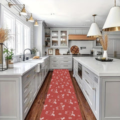 Christmas Kitchen Rug Snowflake Bear Pattern Soft Faux Sheepskin Floor Mat