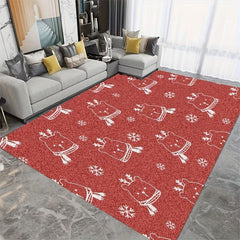 Christmas Kitchen Rug Snowflake Bear Pattern Soft Faux Sheepskin Floor Mat