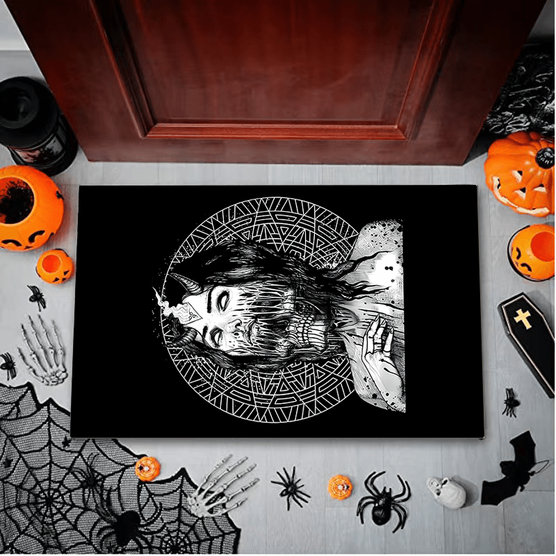 Halloween Horror Pattern Area Rug Black&White Home Decor Carpet