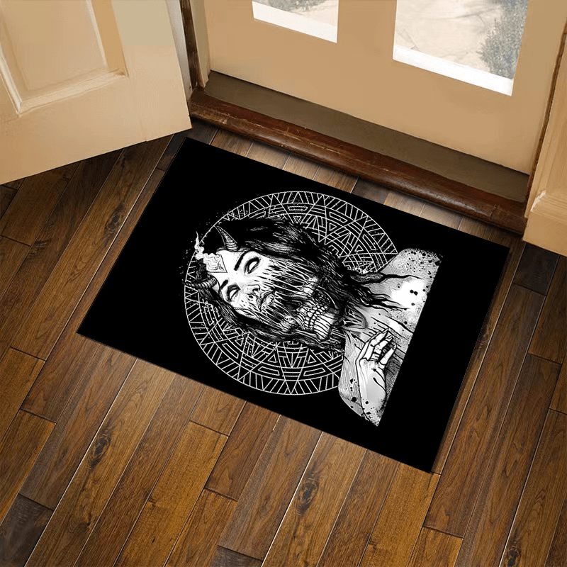 Halloween Horror Pattern Area Rug Black&White Home Decor Carpet