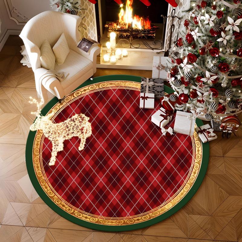Christmas Tree Skirt Red Xmas Decorations Tree Mat Party
