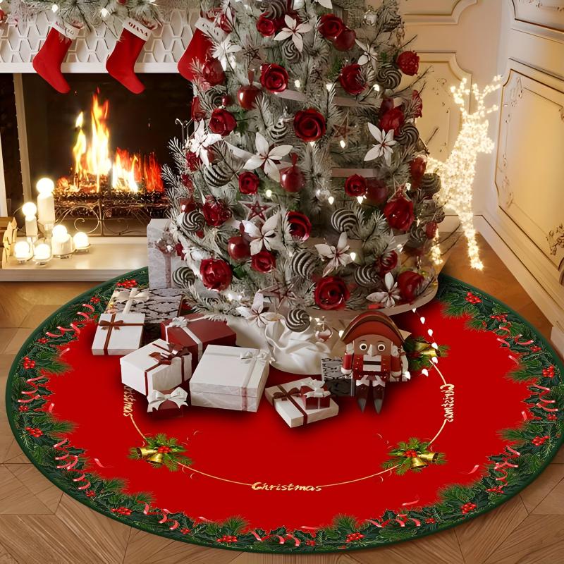 Christmas Tree Skirt Red Xmas Decorations Tree Mat Party