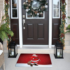 Santa Claus Doormat Non Slip Rubber Back Entrance Rug Machine Washable