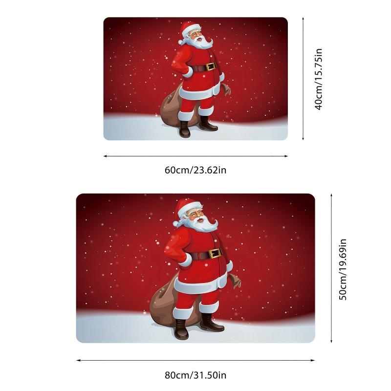 Santa Claus Doormat Non Slip Rubber Back Entrance Rug Machine Washable