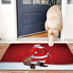 Santa Claus Doormat Non Slip Rubber Back Entrance Rug Machine Washable