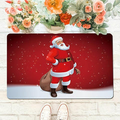 Santa Claus Doormat Non Slip Rubber Back Entrance Rug Machine Washable