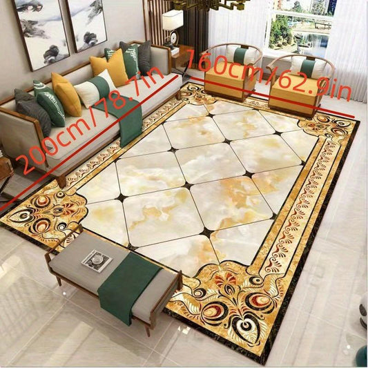 Marble Print Area Rug Soft Carpet Vintage Floor Mat Indoor Outdoor