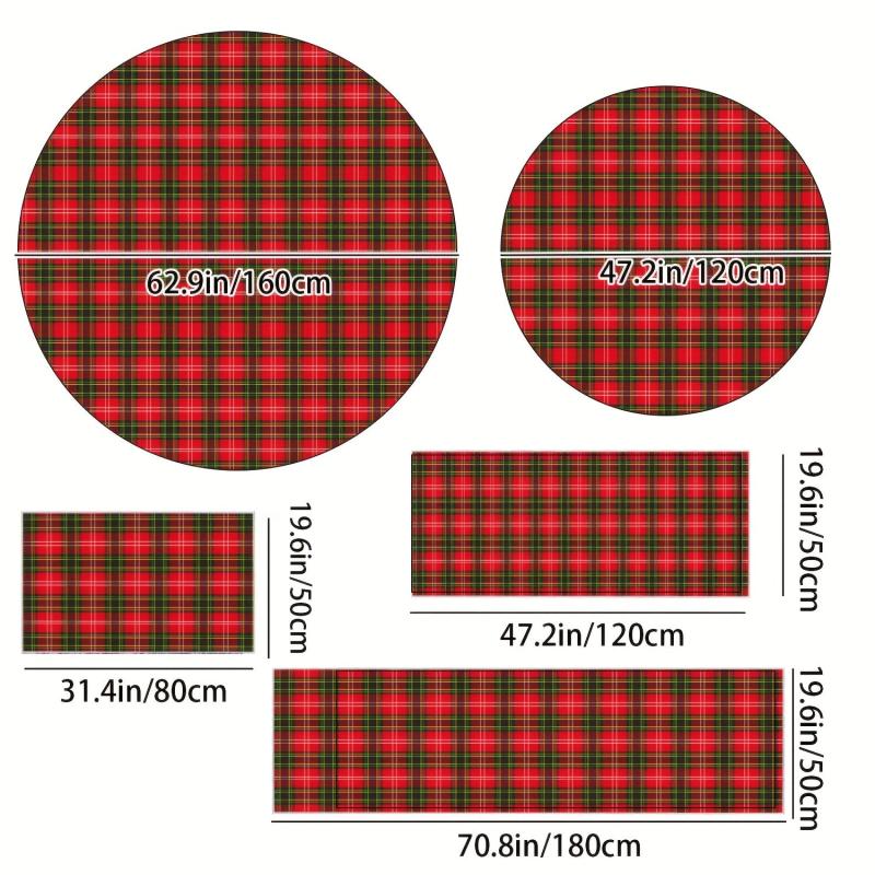 Red & Green Plaid Rug & Checked Rug Indoor Washable Entryway Decor