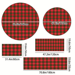 Red & Green Plaid Rug & Checked Rug Indoor Washable Entryway Decor