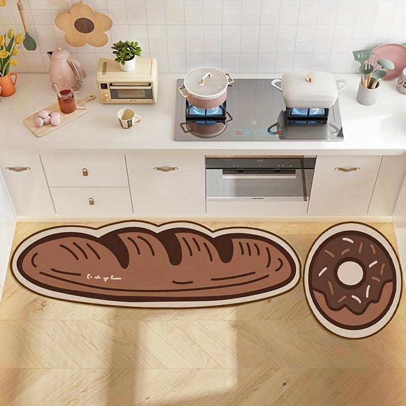 Cartoon Bread Bath Rug Non-slip & Absorbent Bathroom Mat
