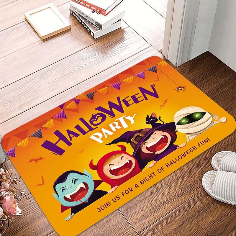 Halloween Party Rug Bat Witch Kitchen Polyester Carpet Absorbent Bath Mat