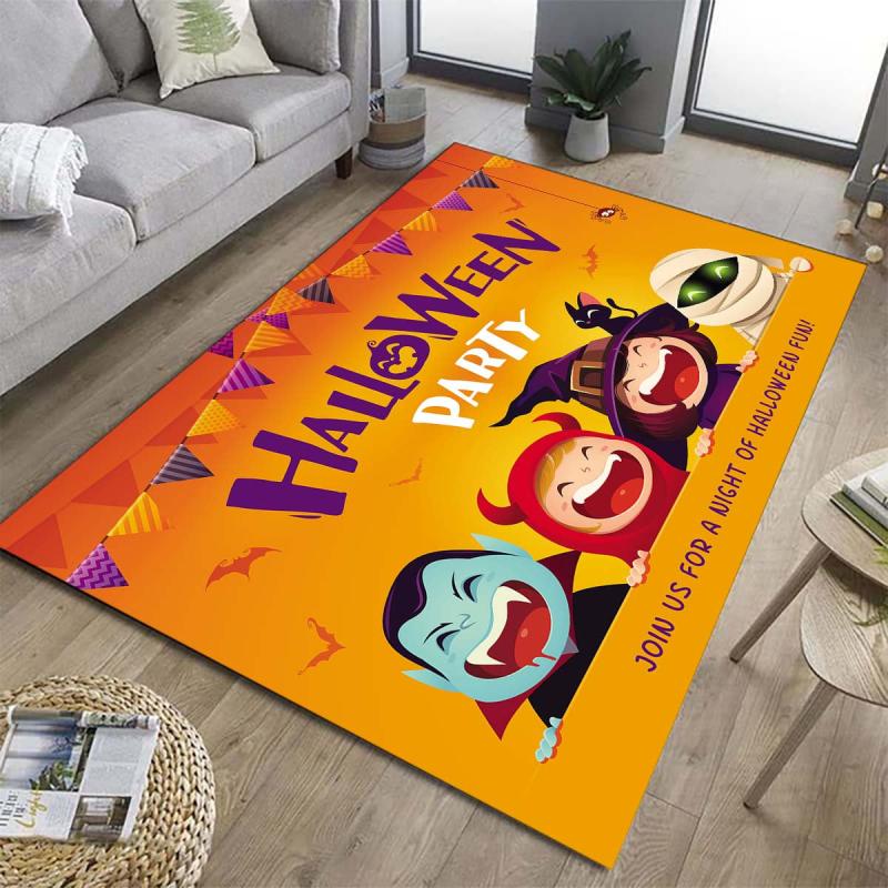 Halloween Party Rug Bat Witch Kitchen Polyester Carpet Absorbent Bath Mat