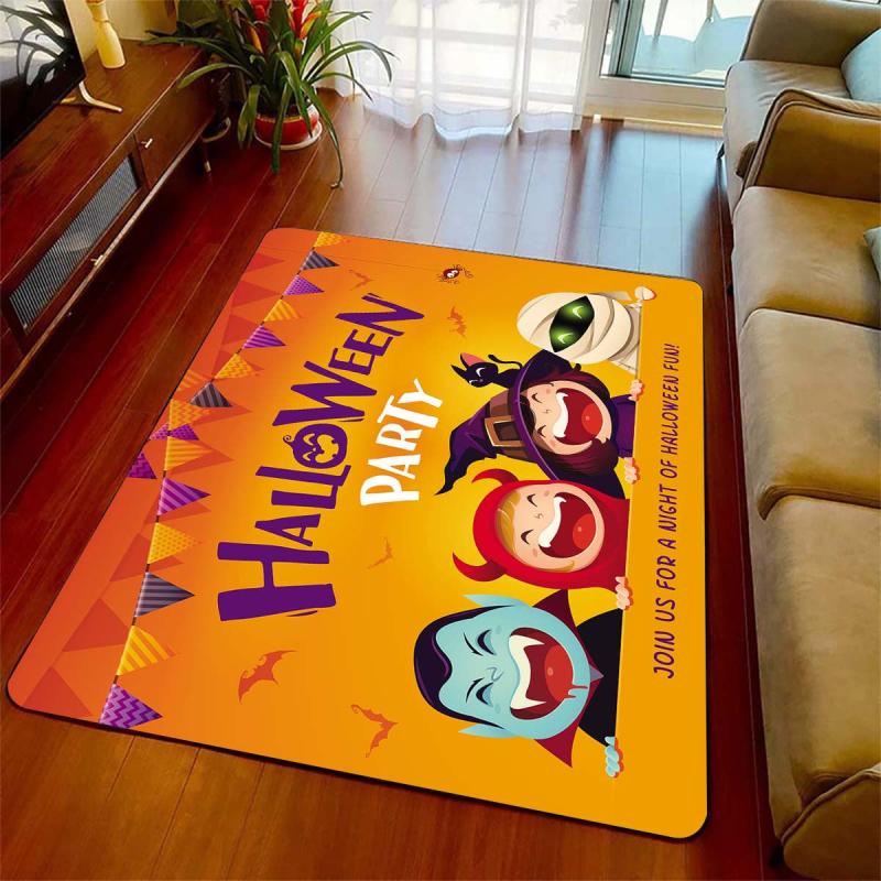 Halloween Party Rug Bat Witch Kitchen Polyester Carpet Absorbent Bath Mat