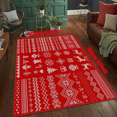 Christmas Kitchen Rug Red Elk Christmas Tree Print Carpet Mat
