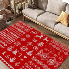 Christmas Kitchen Rug Red Elk Christmas Tree Print Carpet Mat