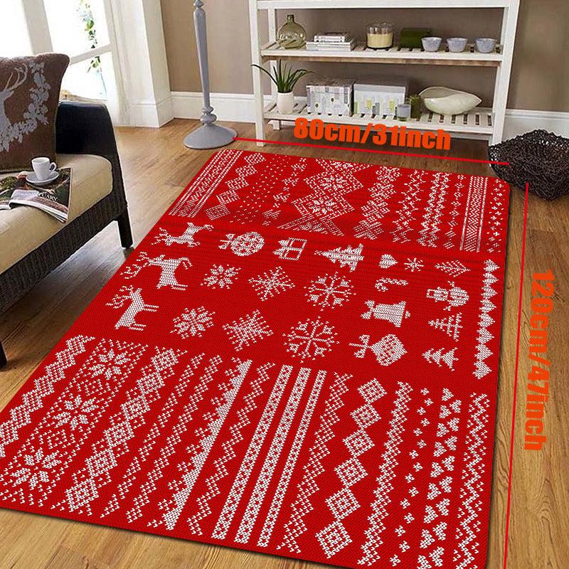 Christmas Kitchen Rug Red Elk Christmas Tree Print Carpet Mat