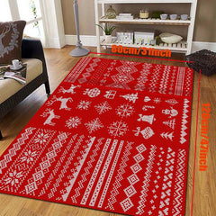Christmas Kitchen Rug Red Elk Christmas Tree Print Carpet Mat