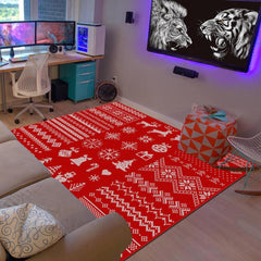 Christmas Kitchen Rug Red Elk Christmas Tree Print Carpet Mat