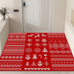 Christmas Kitchen Rug Red Elk Christmas Tree Print Carpet Mat