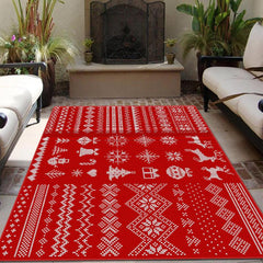 Christmas Kitchen Rug Red Elk Christmas Tree Print Carpet Mat