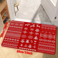 Christmas Kitchen Rug Red Elk Christmas Tree Print Carpet Mat