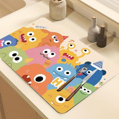 1pc Monster Kitchen Drain Mat Absorbent Quick Drying Bar Coaster Place Mat