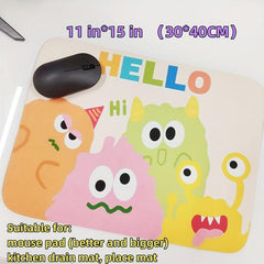 1pc Monster Kitchen Drain Mat Absorbent Quick Drying Bar Coaster Place Mat