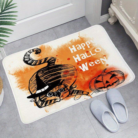 Halloween Pumpkin Bath Mat Bathroom Decorative Washable Cover Floor Rug
