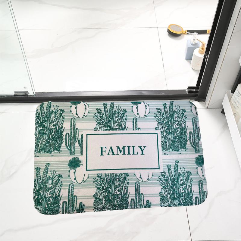 Cactus Pattern Floor Mat Soft Non slip Bath Rug Machine Washable Bath Mat