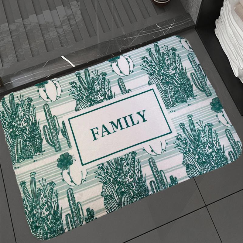Cactus Pattern Floor Mat Soft Non slip Bath Rug Machine Washable Bath Mat