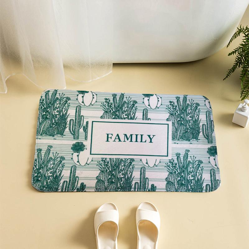Cactus Pattern Floor Mat Soft Non slip Bath Rug Machine Washable Bath Mat