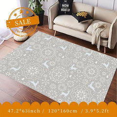 Christmas Snowflake Elk Kitchen Rug Non Slip Machine Washable Carpet
