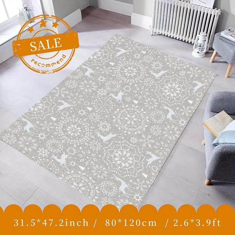 Christmas Snowflake Elk Kitchen Rug Non Slip Machine Washable Carpet