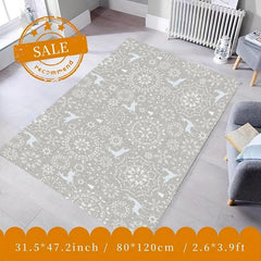 Christmas Snowflake Elk Kitchen Rug Non Slip Machine Washable Carpet