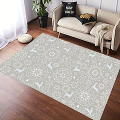 Christmas Snowflake Elk Kitchen Rug Non Slip Machine Washable Carpet