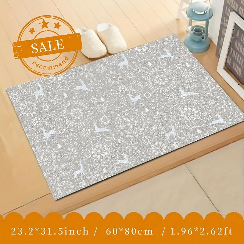 Christmas Snowflake Elk Kitchen Rug Non Slip Machine Washable Carpet