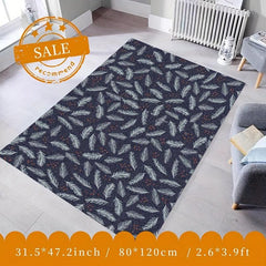 Christmas Leaves Kitchen Rug Soft Faux Sheepskin Floor Mat