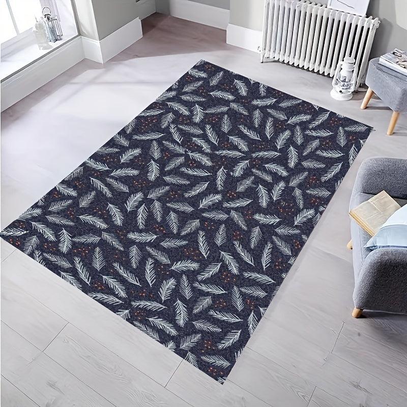 Christmas Leaves Kitchen Rug Soft Faux Sheepskin Floor Mat