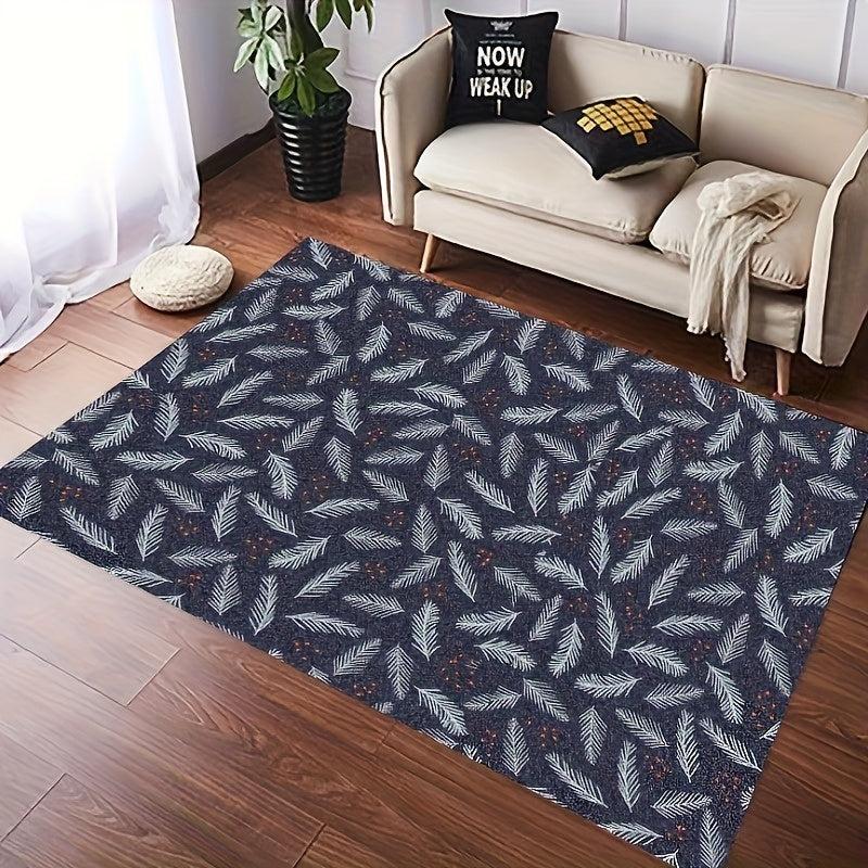 Christmas Leaves Kitchen Rug Soft Faux Sheepskin Floor Mat