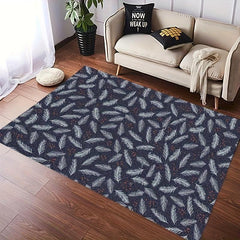 Christmas Leaves Kitchen Rug Soft Faux Sheepskin Floor Mat